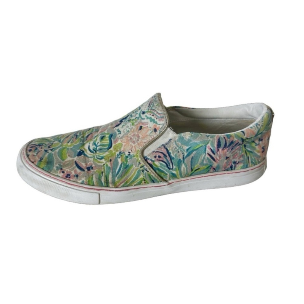LILLY PULITZER Julie Sneakers Size 10 Canvas Slip Ons Floral Preppy Beach Sporty